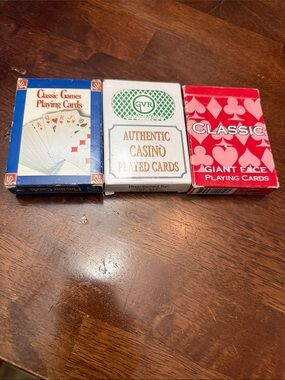 Authentic Casino Played Cards - White set of 3